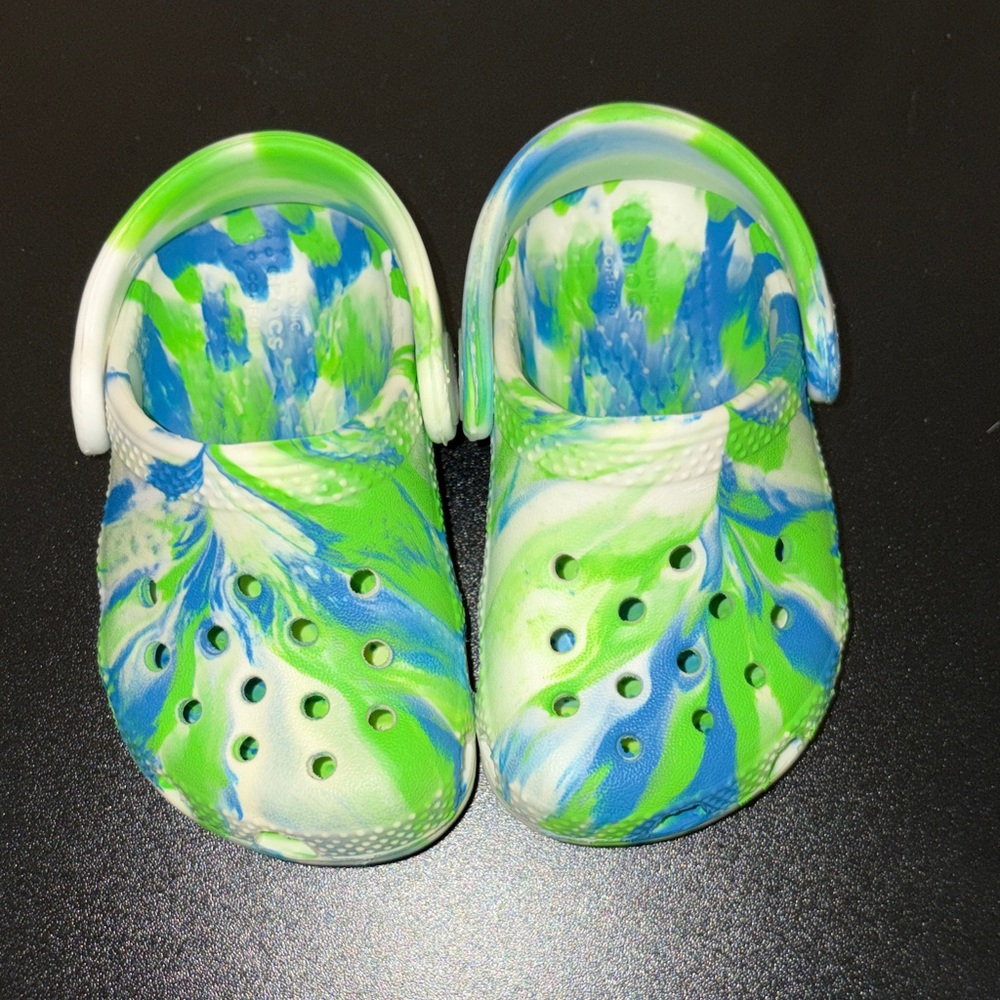 Baby crocs Green & Blue Tie Dye Glow in the Dark